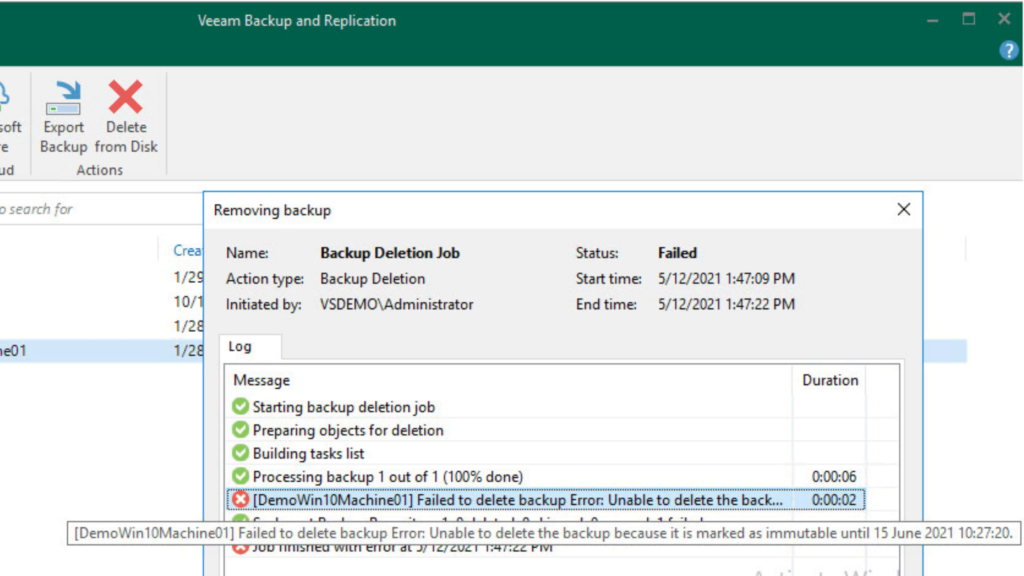 Immutable backup storage